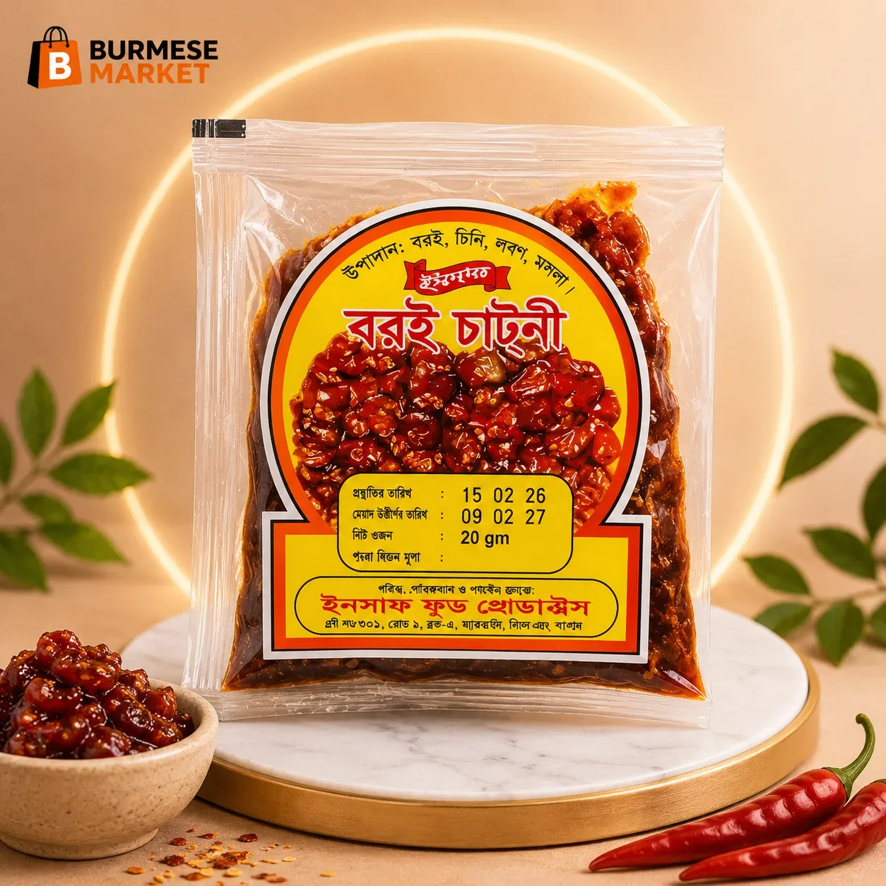 Boroi Chutney 20g × 20 Packs – Premium Spicy & Tangy Jujube Chutney | No Preservatives
